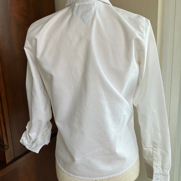 Tommy Jeans Cropped Cotton White Oxford Blouse - Size Large - Picture 2 of 8